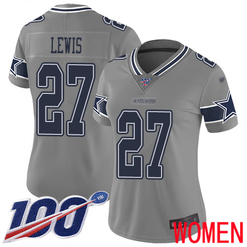 Women Dallas Cowboys Limited Gray Jourdan Lewis #27 100th Season Inverted Legend NFL Jersey